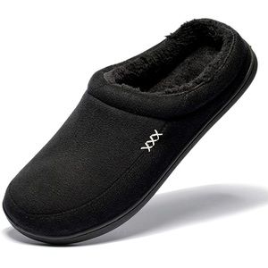 (1729) NDB Men's Warm Memory Foam Suede Plush Shearling Lined Slip House Slipper